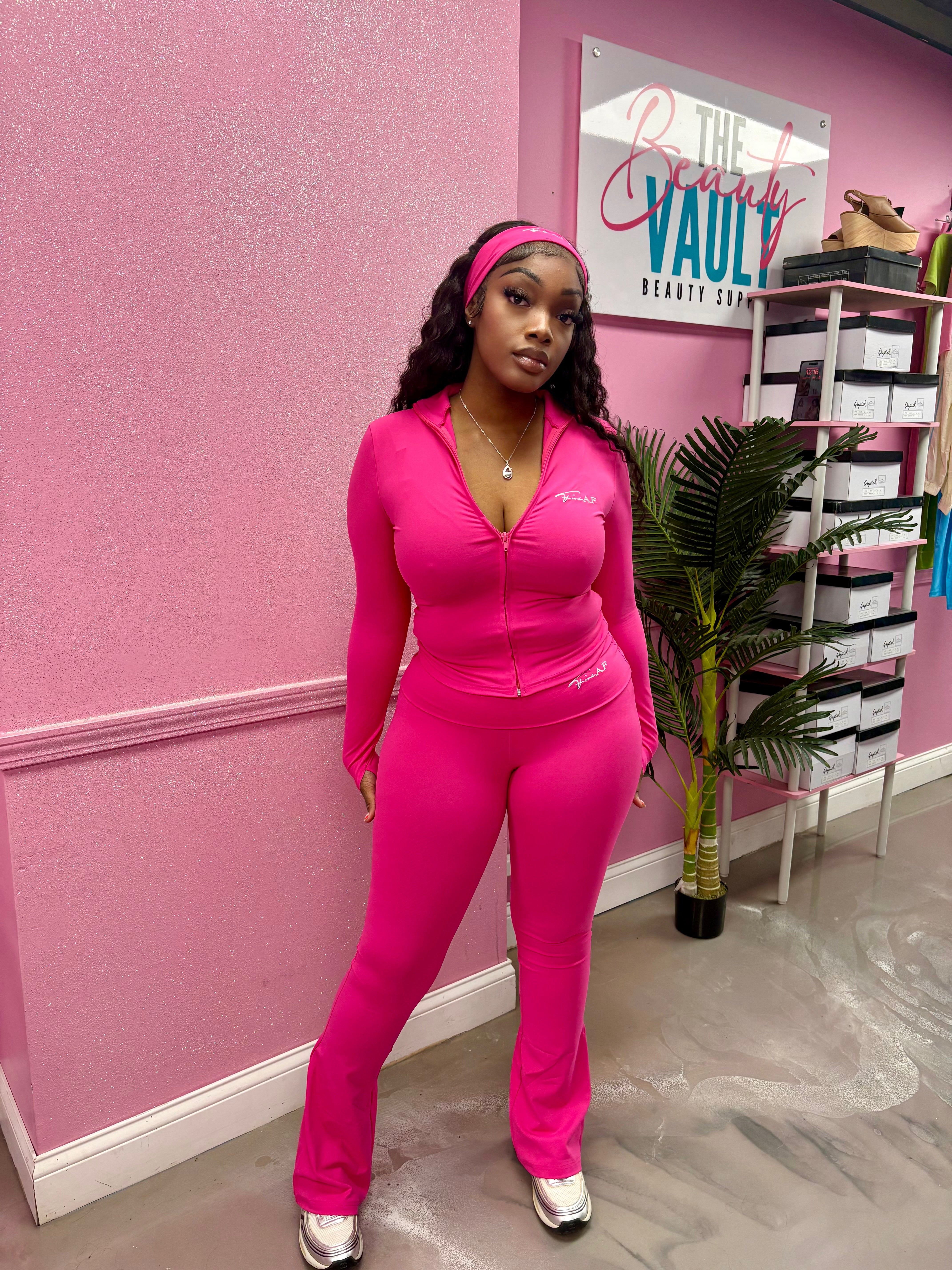 Pink track with headband