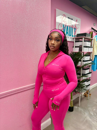 Pink track with headband