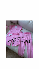 Pink 3 Piece Classic Set shirt and shorts and leggings